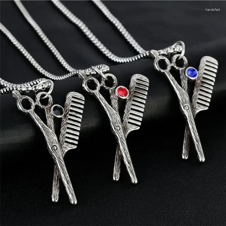 Pendant Necklaces 2023 Scissors Comb Titanium Steel Personality Punk Necklace Vintage Trendy Men Stainless