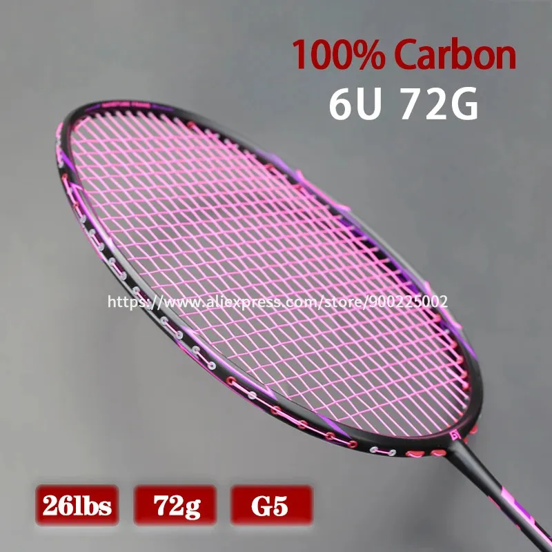 Badmintonrackets Superlicht 6U Carbon Badmintonrackets Professionele offensieve en defensieve raquetas met snarentas Snelheid Z Force 22-26lbs 231201