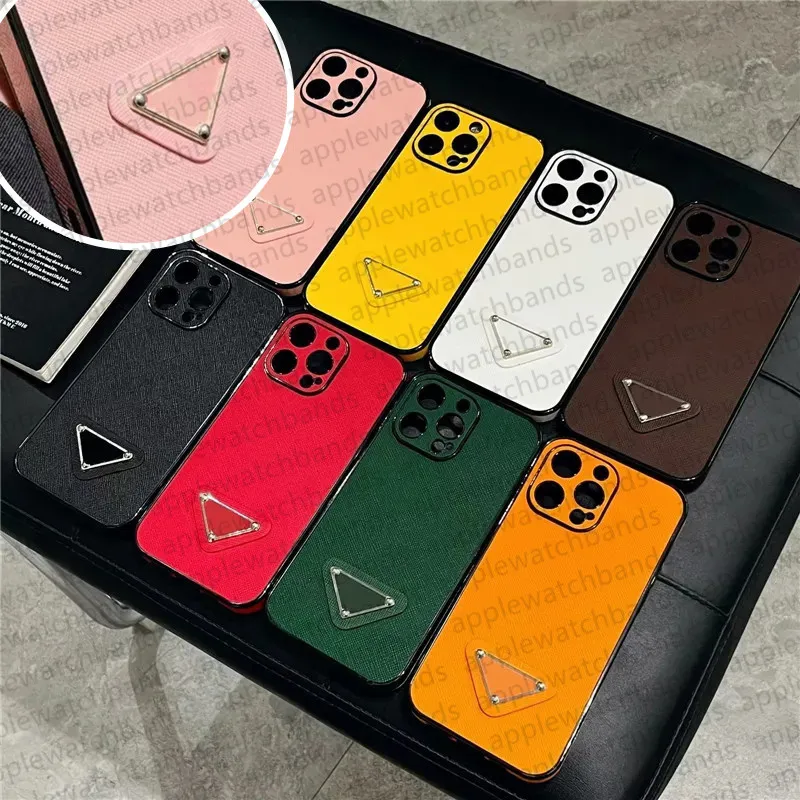 iPhone Case Designer Phone Case for iPhone 15 Pro Max Cases Apple iPhone 14 Pro Max 13 Pro 12 11 ProMax 14 Plus 15 Plus Case Luxury PU Leather Triangle P Mobile Cover