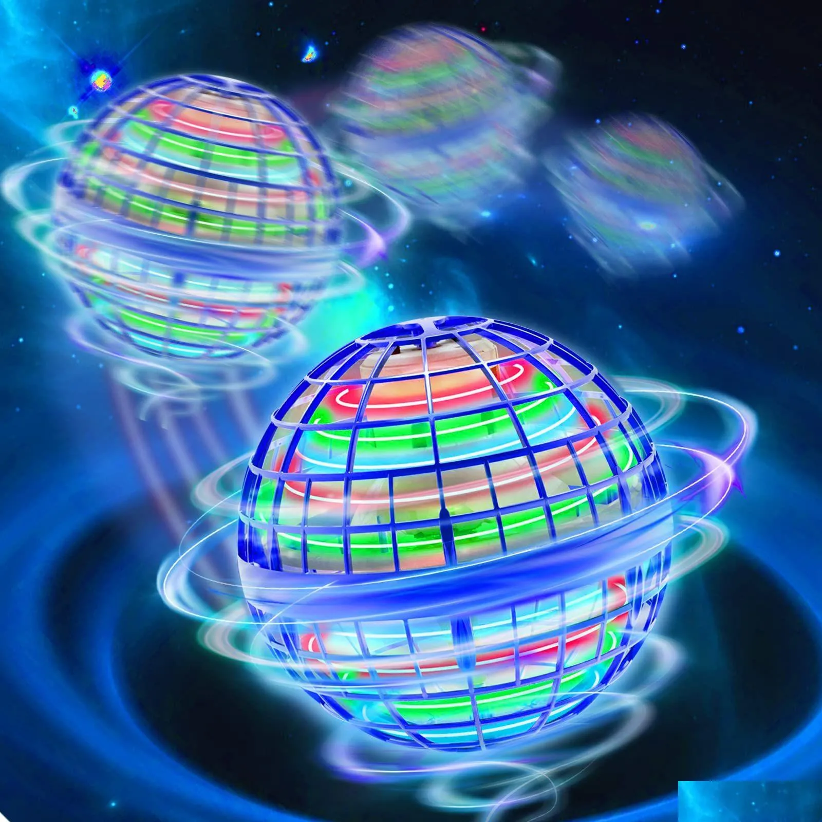 Волшебные шары Flying Orb Hover Pro Игрушка с ручным управлением Плавающий шар с RGB-подсветкой Вращающийся на 360 градусов Спиннер Мини Дрон Космический Бумеранг Dhkjc