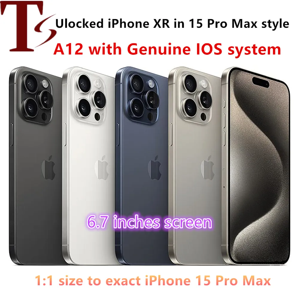 원래 잠금 해제 된 iPhone XR Iphone 15 Pro Max 6.7 인치 핸드폰 15pro 최대 카메라 모양 3G RAM 64GB 128GB 256GB ROM 휴대폰