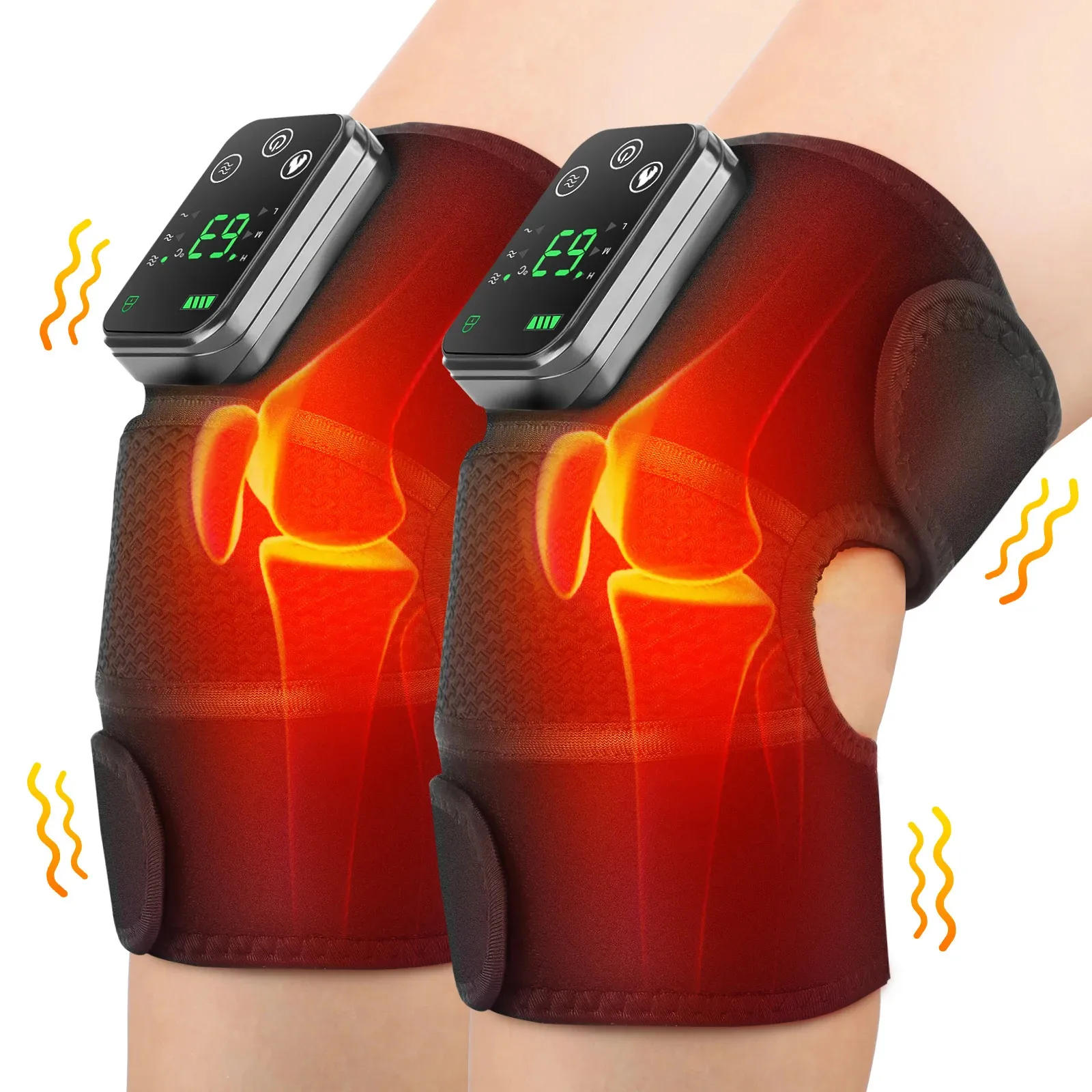 Massaggiatore per piedi Riscaldamento elettrico Strumento per massaggio al ginocchio Vibratore Ginocchiera Fisioterapia articolare per osteoartrite Sollievo dal dolore Gomito Artrite della gamba 231202