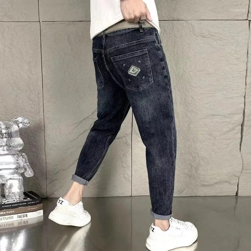 Herrenjeans, modisch, schmal geschnitten, Leggings, Business, lässig, Denim-Hosen, groß, blau, elastisch