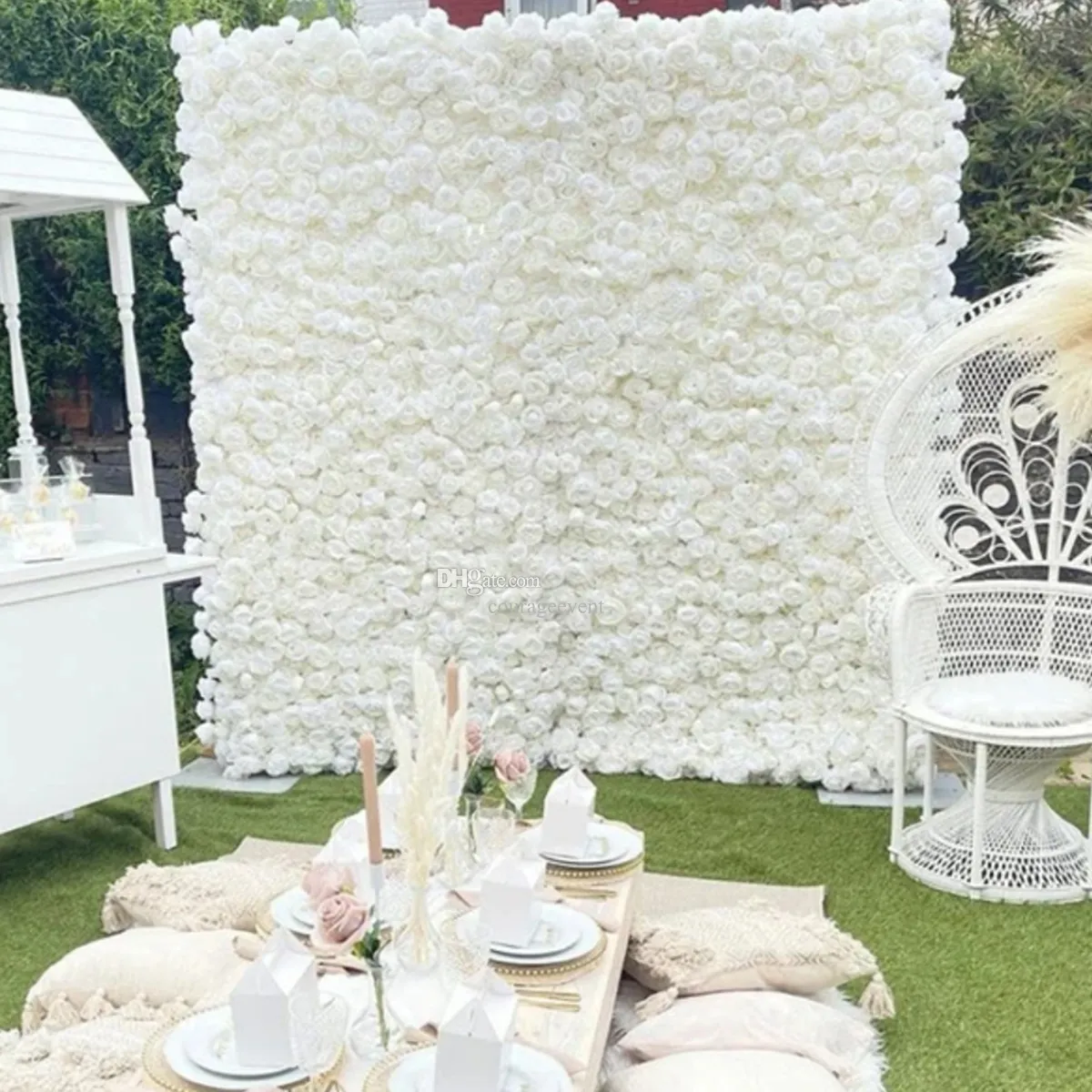 2 X2 M 6.6x6.6ft 5D White Rose Cloth Flower Wall Artificail Fabric Roll Up  Hydrangea Floral Wall Wedding Backdrop Decor Hang Curtain Photo Props 036  From Courageevent, $874.38 | DHgate.Com, image size:1200x1200