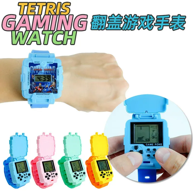 Barnklockor Puzzle Children Watch Cartoon Handheld Game Console Classic Retro Electronic Watches Children Christmas Gifts for Boy Girl 231201