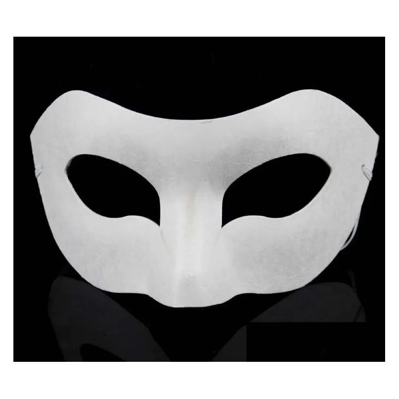 Maschere per feste Festa Mezza maschera bianca Halloween Carta bianca Zorro Fai da te Maschere hip-hop dipinte a mano Regali di Natale 50 Pz / lotto Drop Deliv Dh7Pz
