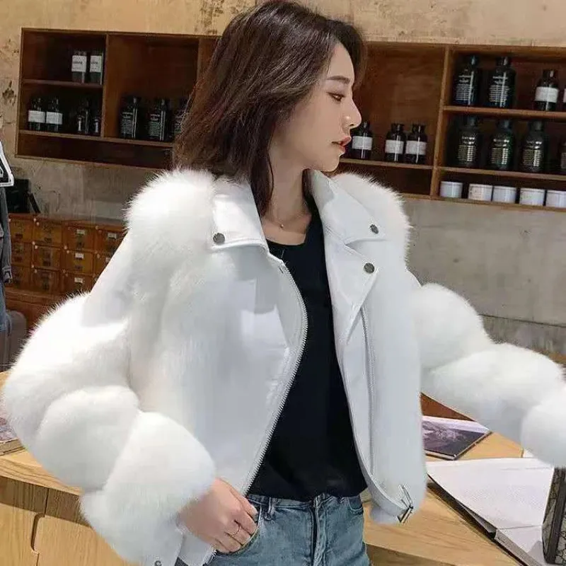 Womens Fur Faux Real Casaco Feminino Mulheres Moda Inverno Fofo Falso Natural Fox Senhoras Manga Longa Casaco Quente Outerwear G943 231202