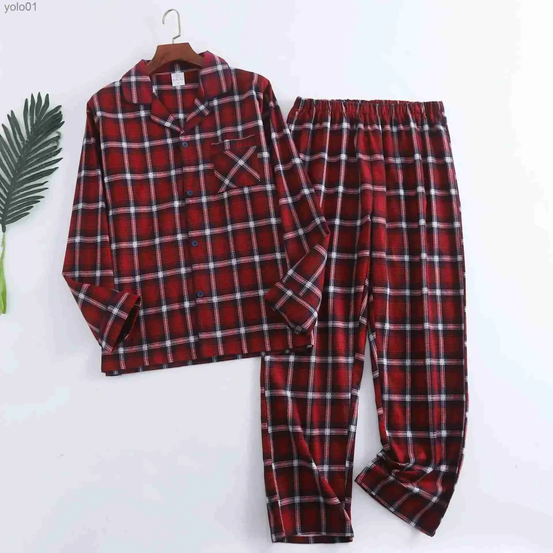 Pijamas masculinos xadrez design lti cores quentes algodão flanela calças de trenó pijamas para homens outono e inverno homewear sleepwear setsL231202