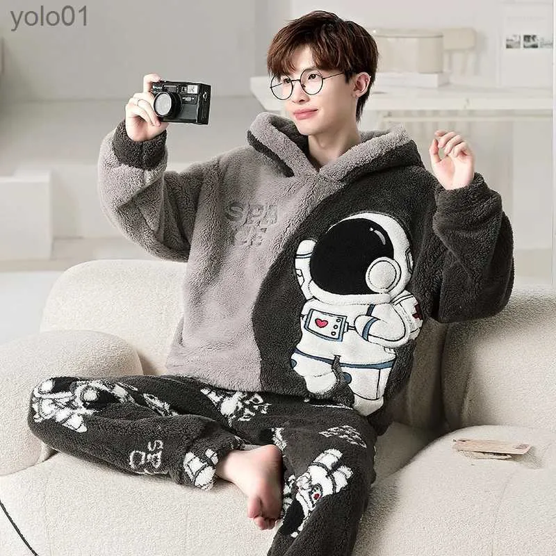 Men's Sleepwear 2023 Men Winter Pajamas Sets Coral Fleece Pyjama Cozy Warm Homewear Pijama Hombre Nightwear Suits Sleepwear Large Size NightgownL231202