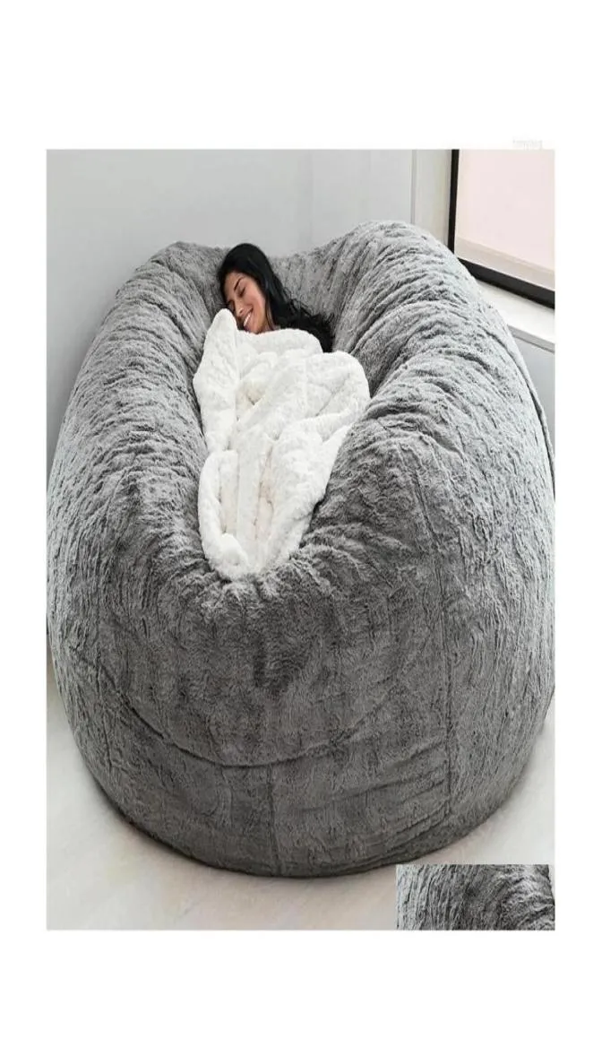 Bean Bag Chair Cover Large Circular Soft Fluffy Cover Living