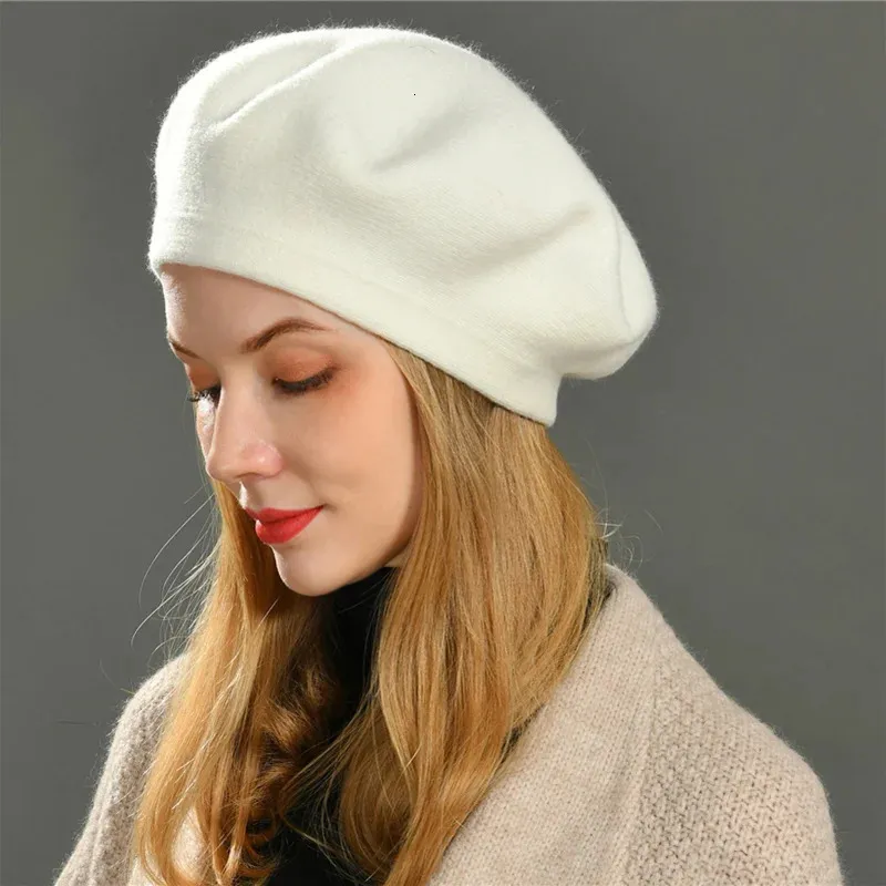 Berets Women Wool Berets French Artist Style Warm Winter Beanie Hat Plain Solid Color Elegant Lady All Matched Autumn Painter Caps 231201