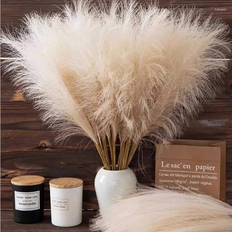 Decorative Flowers Pampas Grass Artificial Durable Fluffy Faux Vase Filler Farmhouse For Home Wedding Boho Decoration