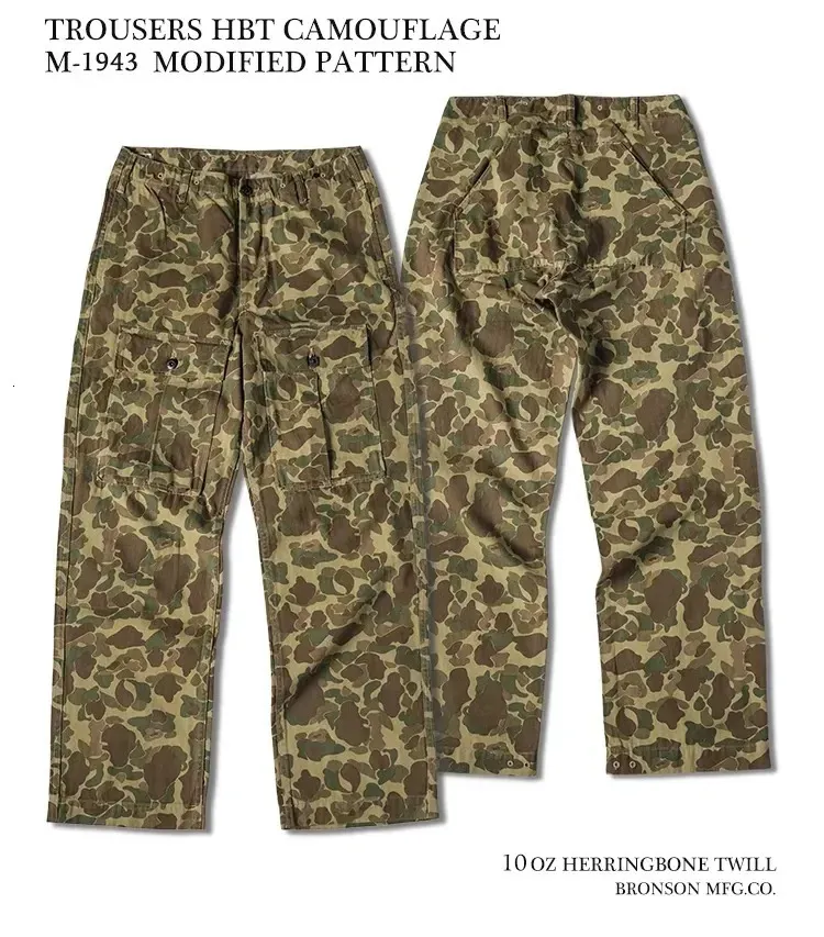 Mens Rugged HBT Duck Hunter Camo Cargo Pants, 2024 Modified