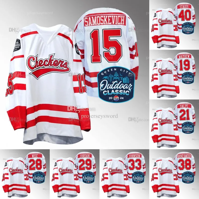 Charlotte Checkers Mackie Samoskevich 2024 Queen City Outdoor Classic Ahl Jersey Gerald Mayhew Zac Dalpe Jake Wise Cam Johnson Staios Lucas Carlsson Jerseys