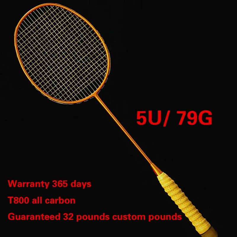 Badminton Rackets 32LBS 5U Badminton Racket Profession Super Light Offensive Type Badminton Trainning Comption T800 Full Carbbon Fiber 231201