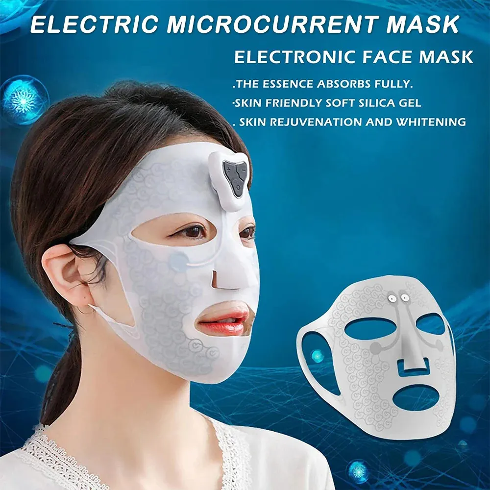 Dispositivi per la cura del viso Maschera elettrica a microcorrente Macchina per il lifting del viso Maschera in silicone lavabile al grafene Anti rughe Idratazione Strumenti per rassodare la pelle 231201