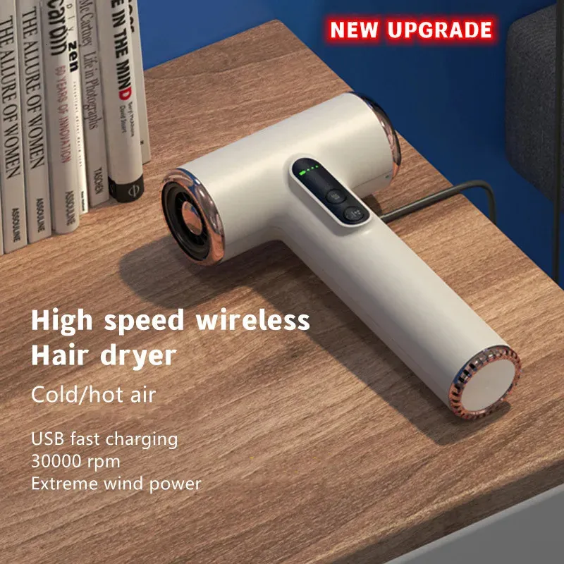 Hair Dryers Wireless Dryer 30000 RPM High Wind Speed Dry Cool Air Childrens Home Dormitory Travel USB Charging 231201