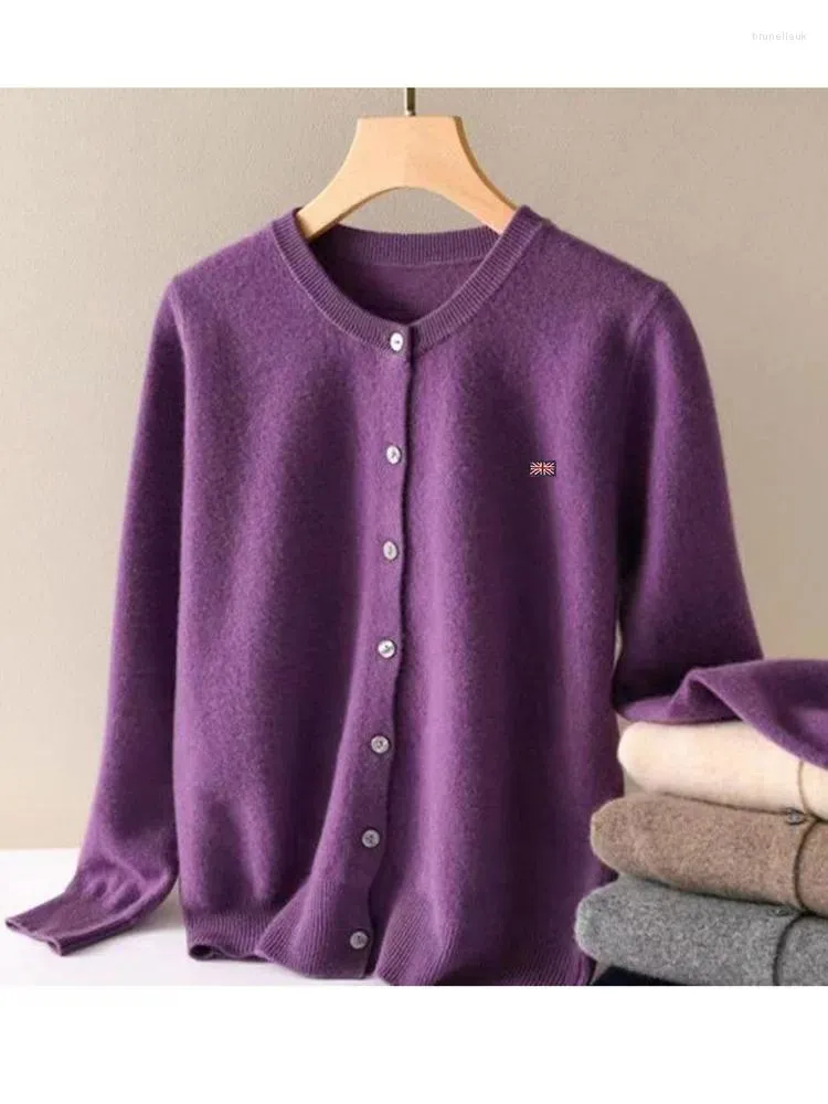 Pull en cachemire tricoté pour femmes, col rond, manches longues, boutons, décontracté, Cardigan, manteau Harajuku, petit haut, tricot