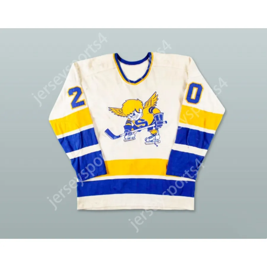 Personalizado 20 BRANCO WHA 1975-76 MINNESOTA FIGHTING SANTS JACK CARLSON HÓQUEI JERSEY NOVO Top Costurado S-M-L-XL-XXL-3XL-4XL-5XL-6XL