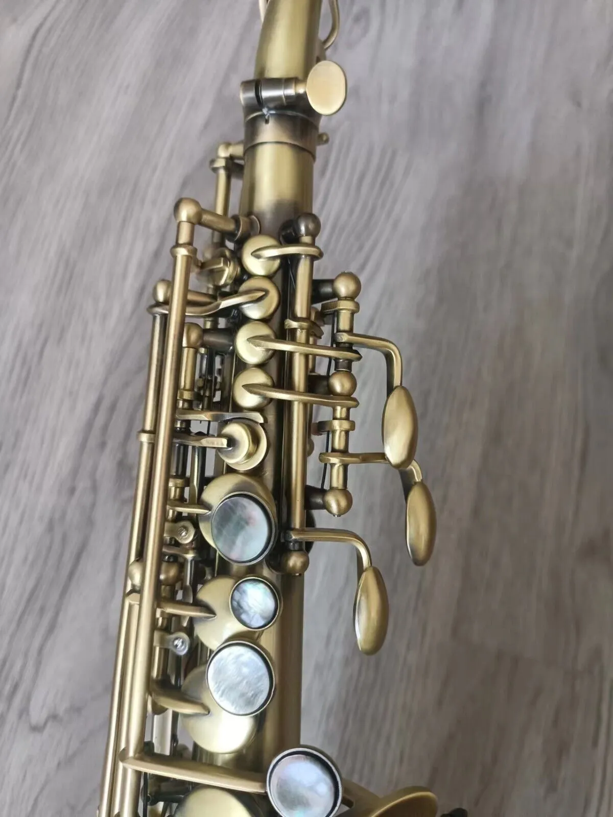 Saxofone soprano curvo antigo estilo Mkvi de música oriental com gravura AAA