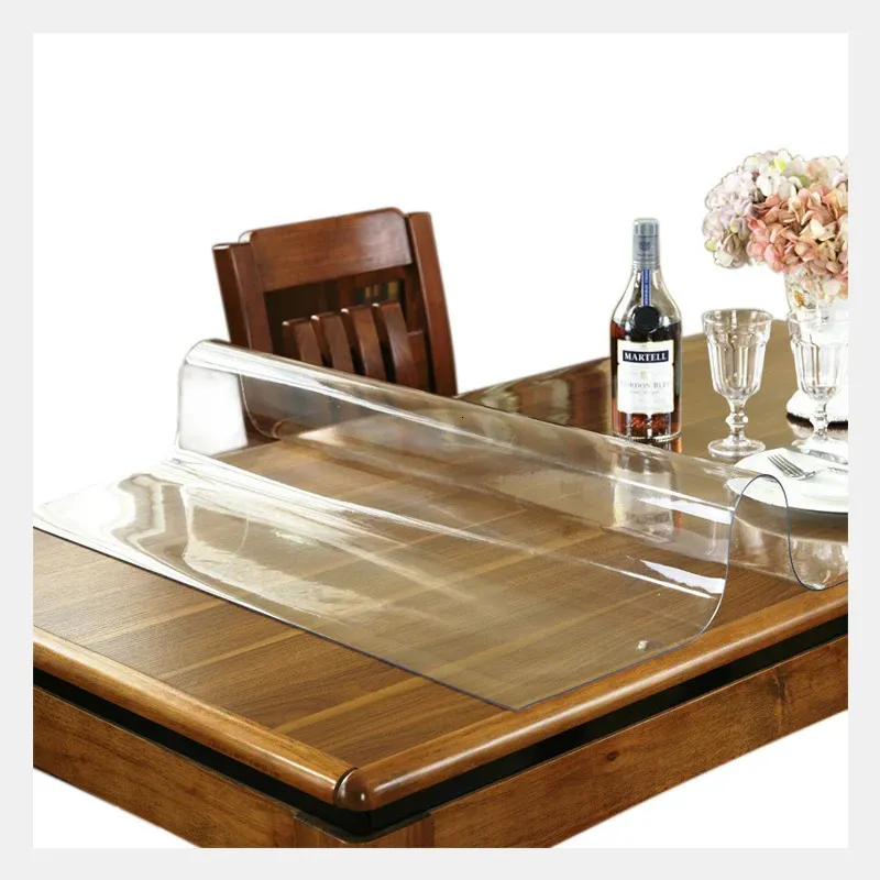 Bordslöpare varumärke PVC -bordduk transparent täckning vattentätt kök mönster olje glas mjuk trasa 10mm 231202