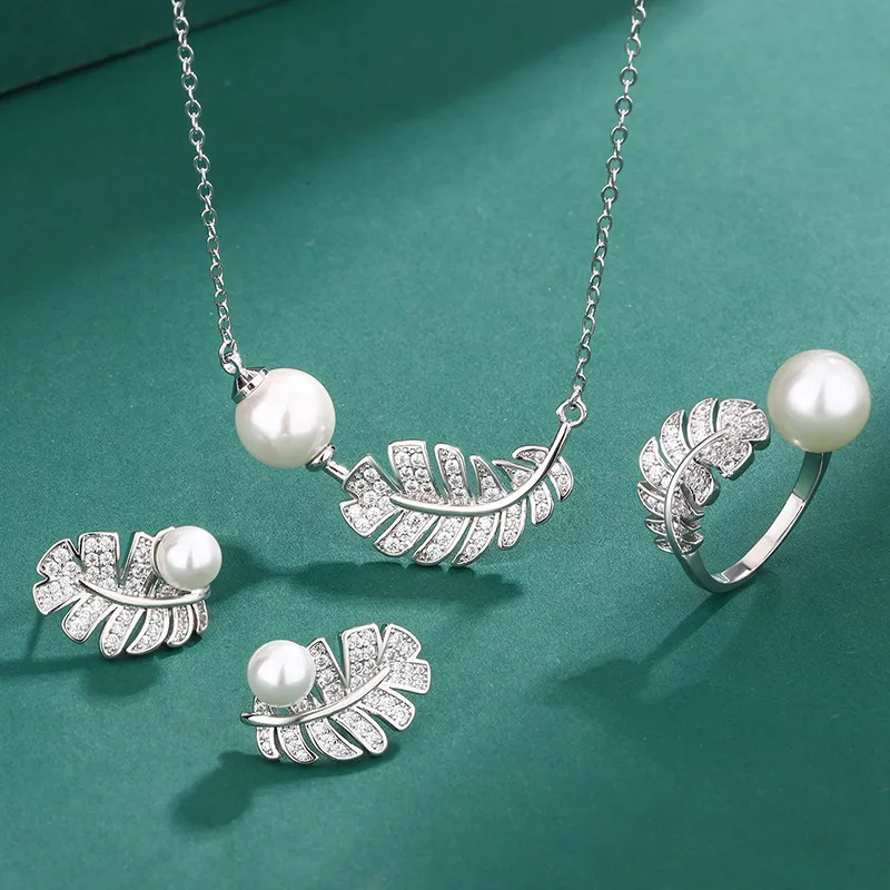 S925 srebrne srebrne luksusowe kolczyki perłowe wisiork naszyjnik biżuteria dla kobiet lśniących kryształowych kolczykach kolczyków kolczyki