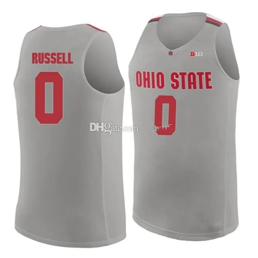 Nikivip # 0 D'angelo Russell Ohio State Buckeyes College D Angelo Retro Classic Basketball Mens Ed Numéro personnalisé et nom Jersey