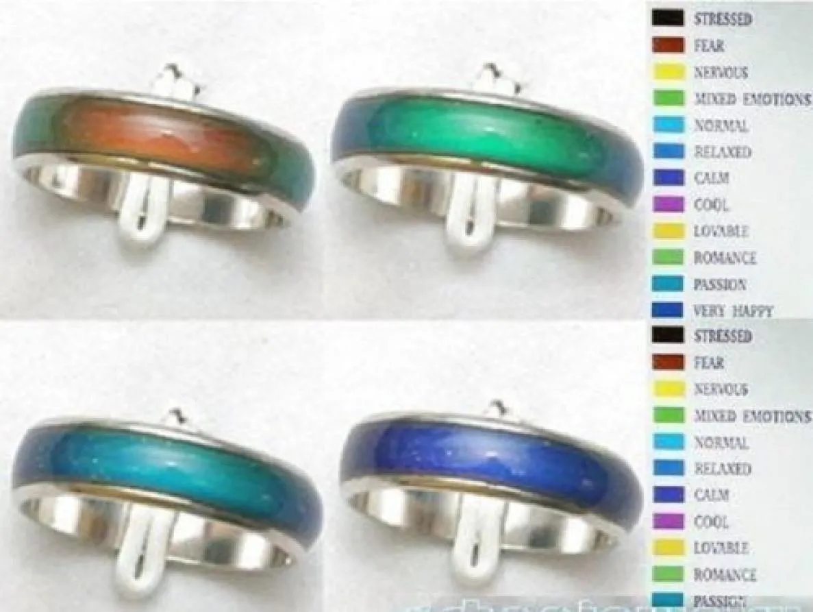 O anel de humor MOOD Rings muda de cor de acordo com a temperatura da sua mistura de sangue tamanho 100pcs5200686