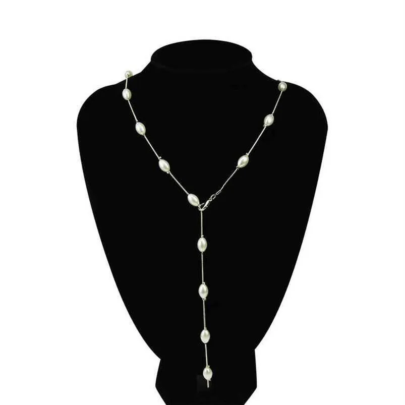 Collar con colgante de perlas barrocas góticas, un collar largo de plata en la parte superior de una columna de boda de mujer grande G1213213o