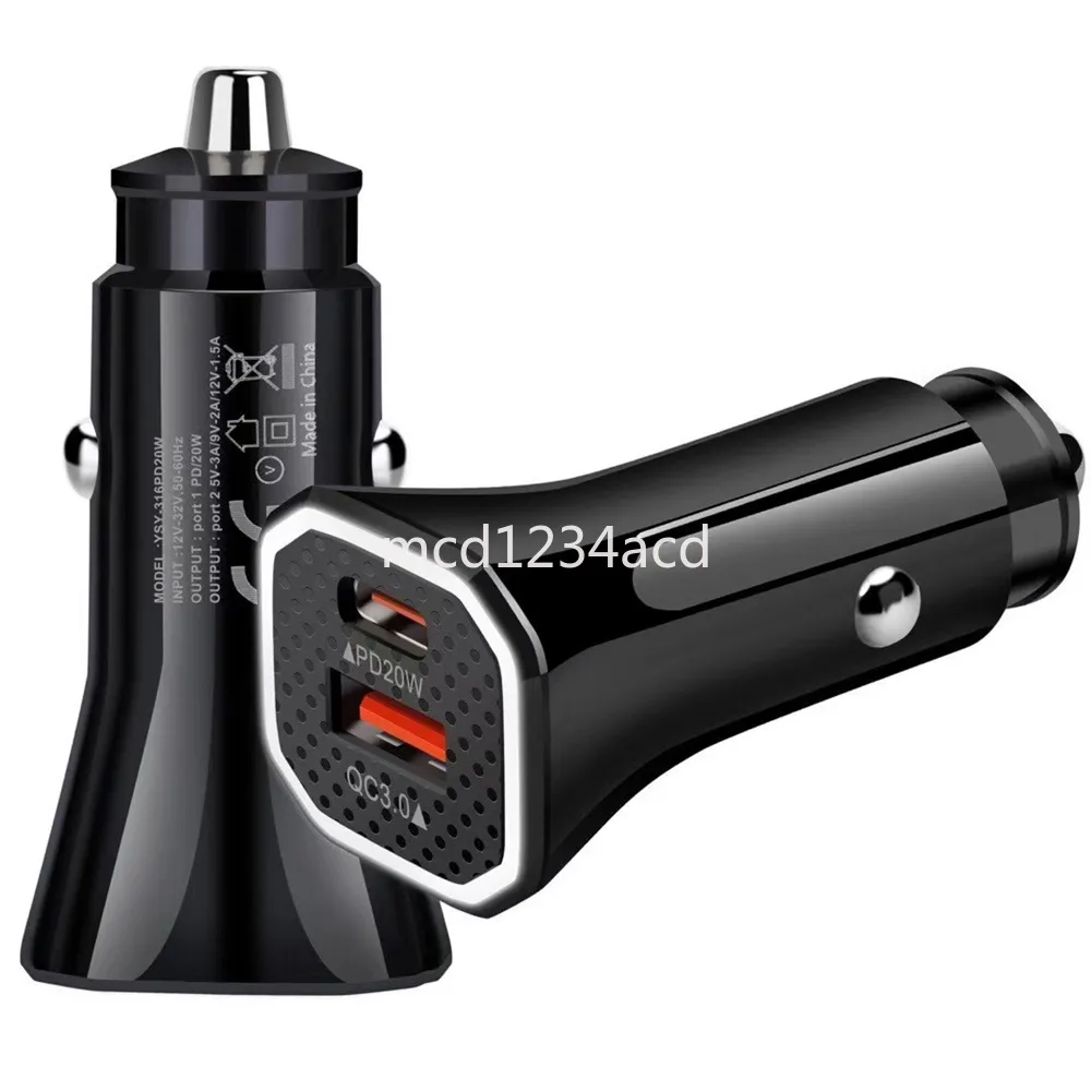 2.5A Dual USB Ports PD USB C Car Charger Auto Power Adapter For Ipad Iphone 11 12 13 14 15 Pro max Samsung S22 S23 S24 Xiaomi Huawei LG M1