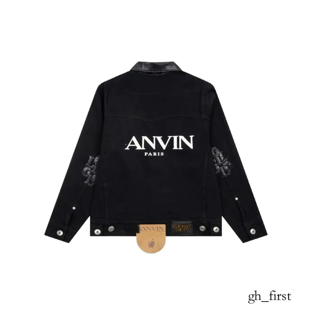 Lanvin X Galleries Jacket Longfan Совместные винтажные кожаные куртки с принтом и дизайнерским воротником на пуговицах Мужские и женские куртки Lanvins 352