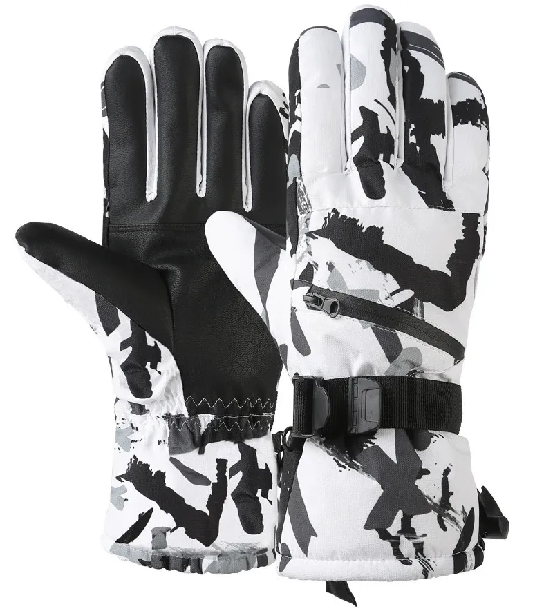 Sports Gloves Winter Snowboard Ski PU Leather Non slip Touch Screen Waterproof Motorcycle Cycling Fleece Warm Snow Unisex 231202