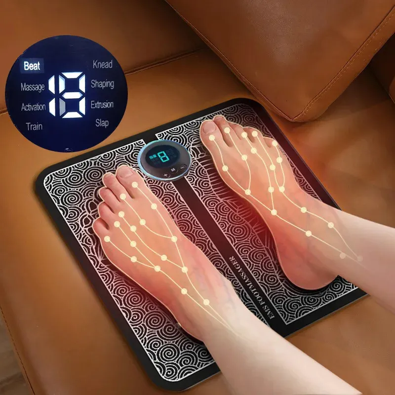 Electric Foot Massager Mat for Deep Tissue Relaxation Muscle Stimulation and Leg Shaping Reflexology EMS Feet Massage Device Pad