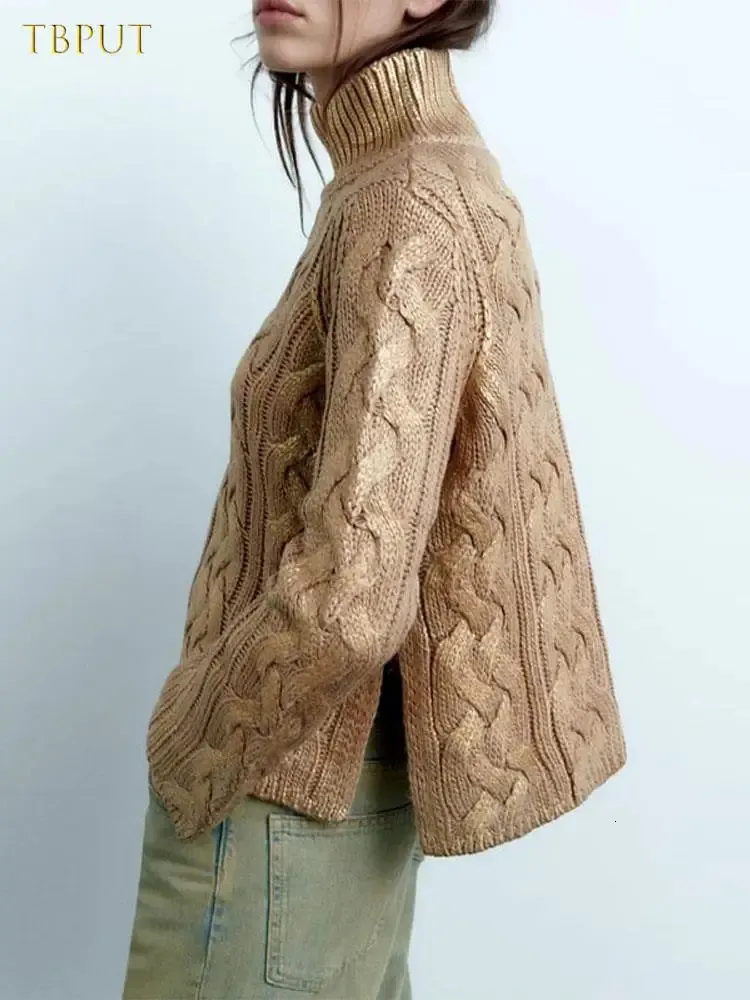 Maglioni Da Donna Maglione Dolcevita Oro Metallizzato Donna Autunno Moda Allentato Manica Lunga Divisa In Maglia Pullover Inverno Chic Signora Casual Maglieria 231202 Da 39 42 DHgate