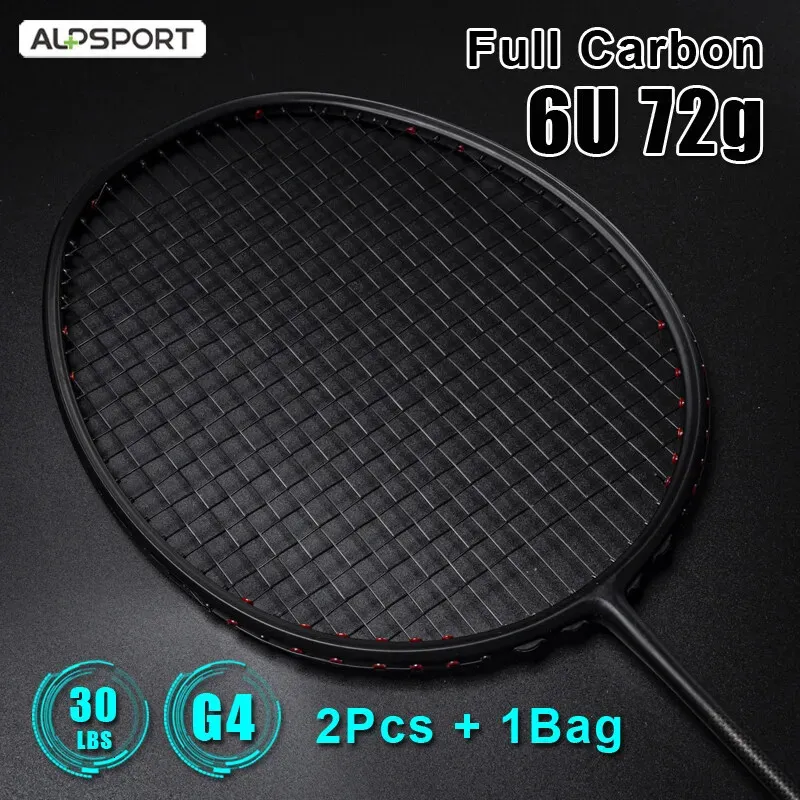 배드민턴 라켓 ALP XHP 2PCS 6U 72G Ultralight G4 T700 100% 오리지널 풀 카본 섬유 22-30lbs Strung Professional Badminton Racket 가방 231201