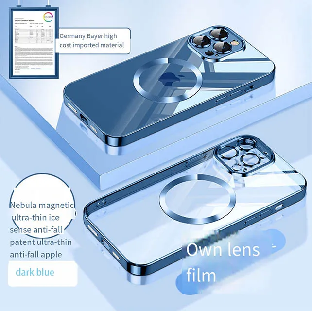 Hi-Q Iphone case Luxury Plating Capas de silicone transparentes para Magsafe iPhone 11 12 13 14 15 Pro Max Plus mini à prova de choque Clear Cover Lens Protection
