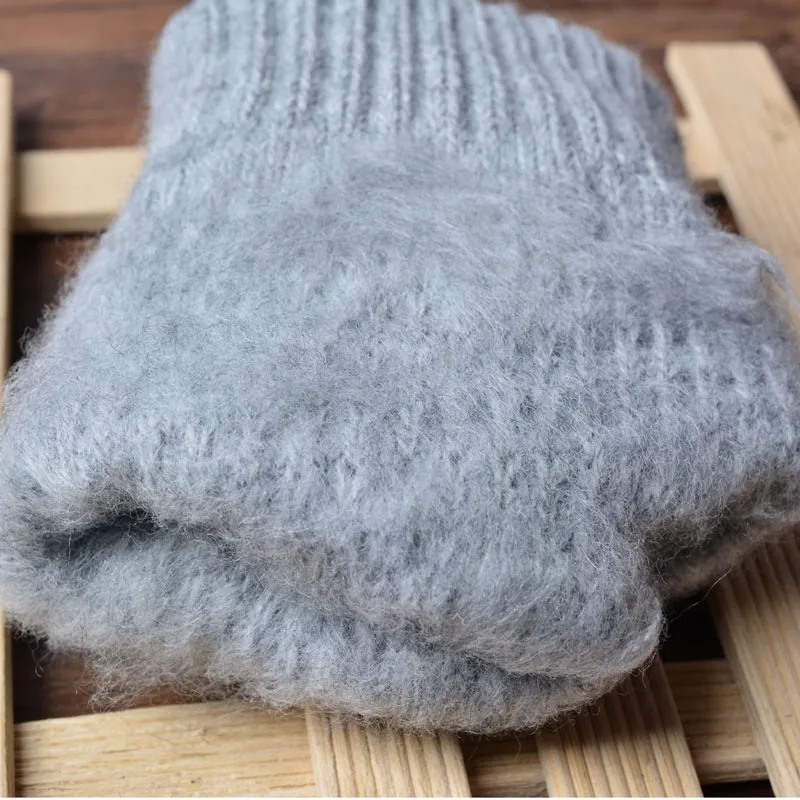 Frauen Kaschmir Wolle Gestrickte Handschuhe Herbst Winter Dicke Warme Handschuhe Plüsch Innen Feste Fäustlinge Für Handy Tablet Pad