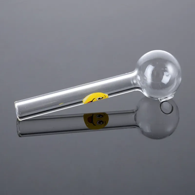 Unique Pyrex Glass Pipes Smile Logo Oil Burner Pipes Small Glass Hand Pipe With Straight Tube Smoking Pipes Oil Rig Accesorries