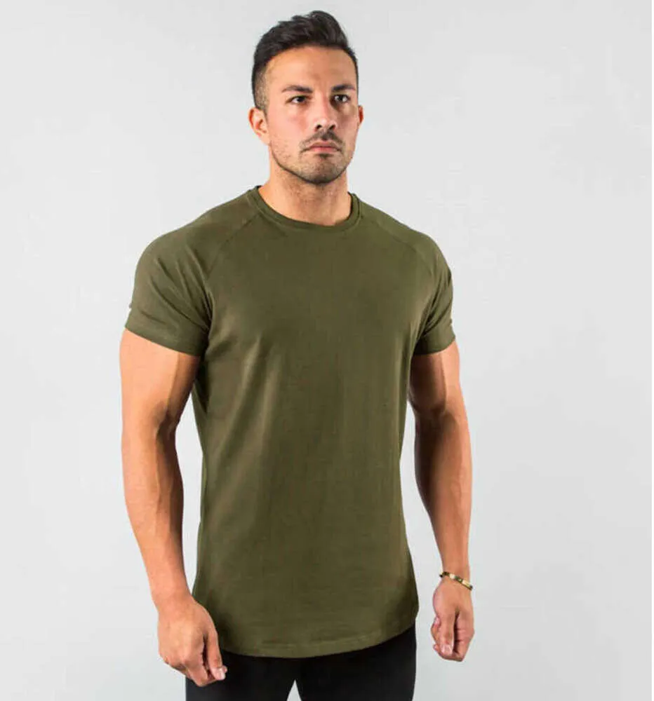 Herren T-Shirts Neue stilvolle schlichte Tops Fitness Herren T Kurzarm Muskel Jogger Bodybuilding T-Shirt Männliche Fitnessstudio-Kleidung Slim Brach Fit T-Shirt G989