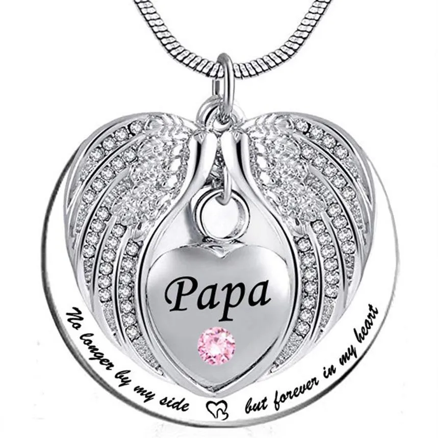 Papa Angel Wing Urn ketting voor as hart crematie Memorial aandenken hanger ketting sieraden met vulkit en Gift216r