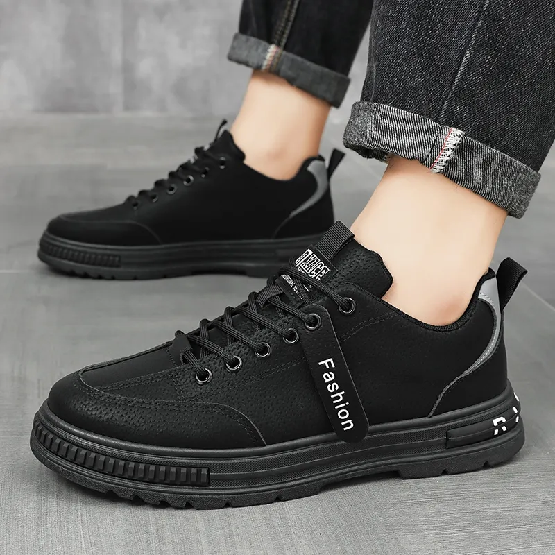 Designer shoe Leather men hot supply casual Platform gym men's Sneakers Black for mens Luxury hiking Shoes outdoor black sport breathable lace-up designer shoes W32