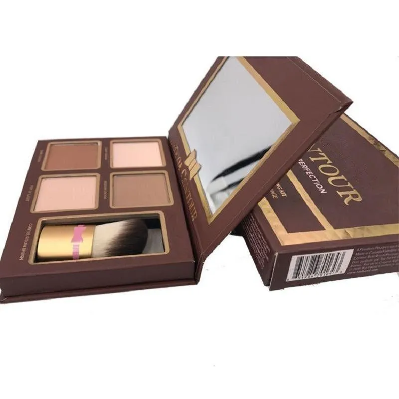 Kit contorno ombretti Evidenziatori Palette di ombretti Colore nudo Cosmetici Correttore viso Trucco Cioccolato con pennello Disponibile Drop Dhkqi