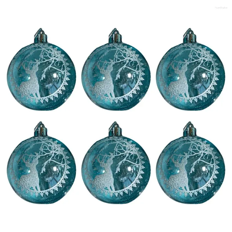 Boules de décorations de noël 6cm, 6 pièces/boîte, conception de peinture transparente, Durable et exquis, parfaites pour la décoration d'arbre