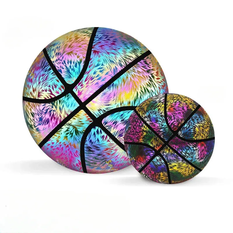 Handledsstöd Dazzle Light Basketball 7 Reflective Pu Wearresistent Luminous Competition Training Balls 231202