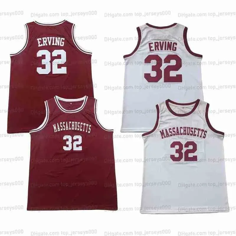 Porte un maillot de basket-ball classique rétro # 32 Julius Dr. J Erving College pour hommes, tout Ed blanc rouge, n'importe quel numéro de nom