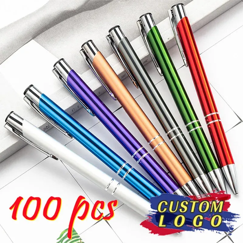 Ballpoint Pens 100pcs/lot Ballpoint Pen Advertising Pen for Custom 100pcs Wholesale Pen for Company Business Pen Blue Black Ink 231201