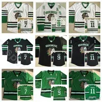 Men Vintage College 11 Zach Parise Jersey North Dakota Fighting Sioux Ice Hockey 7 TJ Oshie 9 Jonathan Toews Black Green White