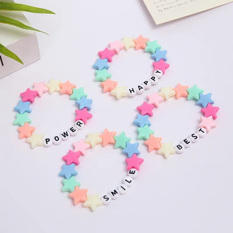 Charm Bracelets Lovely Colorful Five Pointed Star For Girl Baby Childs Letter Candy Color Personalized Bohemia Wristband Jewelry