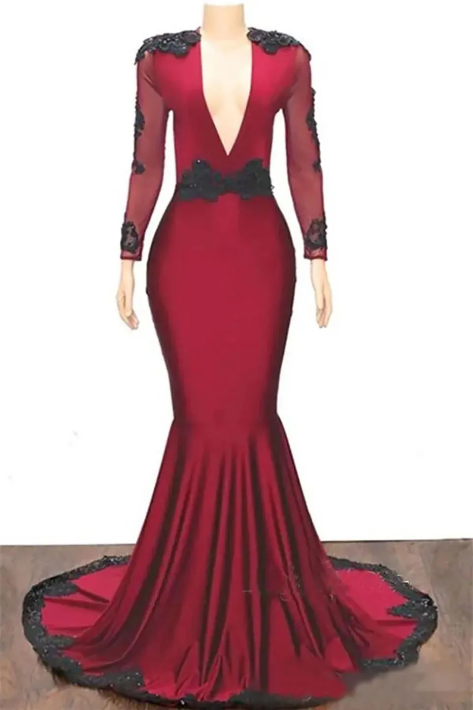Custom Dark Red Satin Evening Dresses Long Sleeve... From  A_beautiful_dress, $108.55 | DHgate.Com