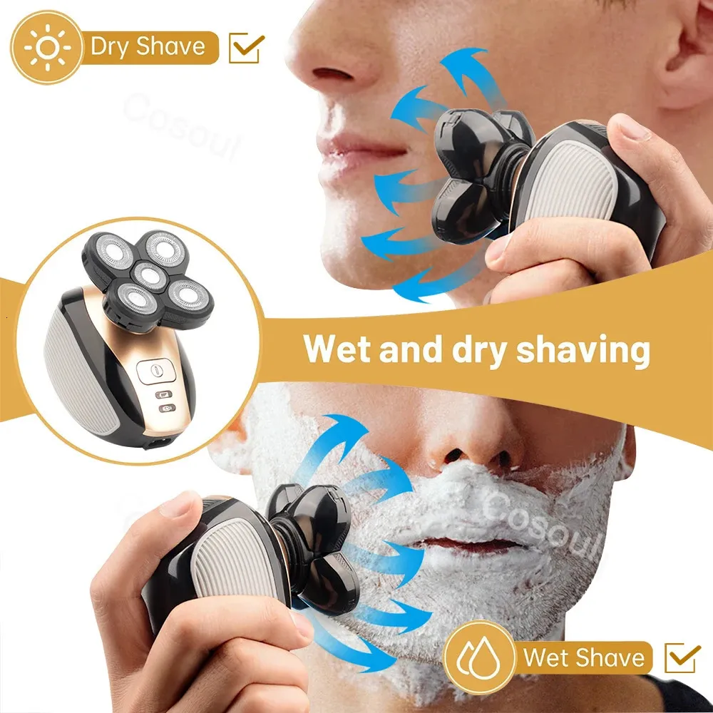 Afeitadora de cabeza para hombres calvos, afeitadoras de cabeza calva 5 en  1 para hombres sin cable, impermeable, húmedo/seco, afeitadora eléctrica de